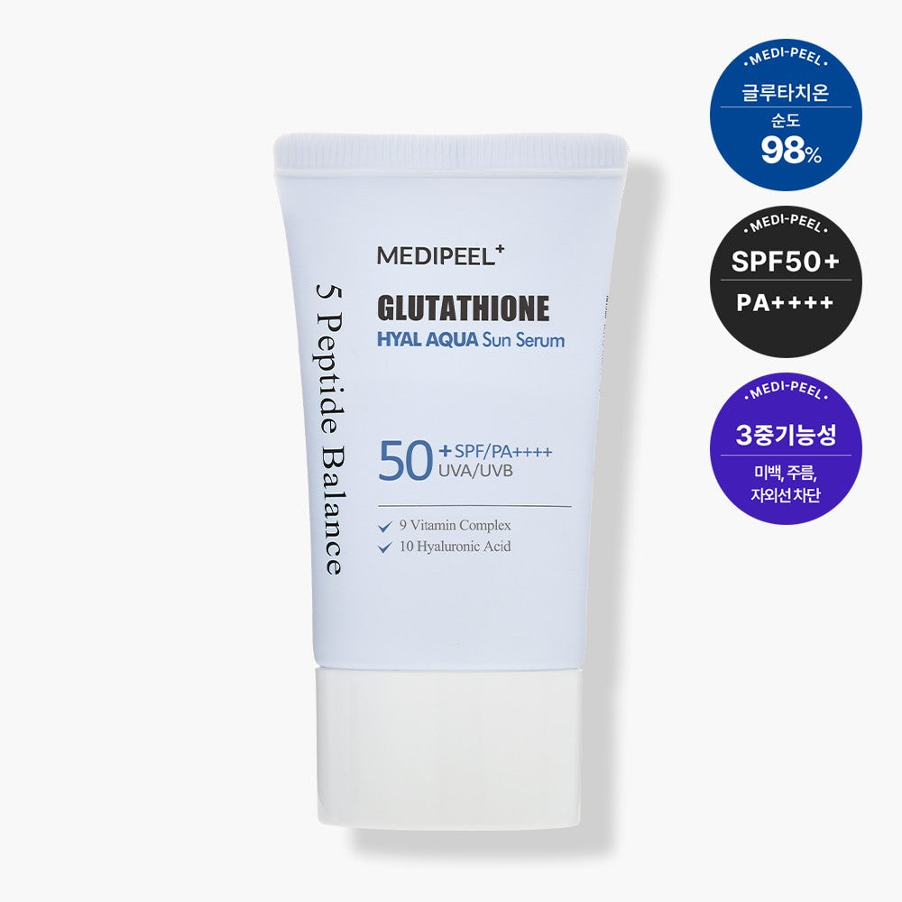 Зволожувальна сонцезахисна сироватка для обличчя MEDIPEEL Glutathione Hyal Aqua Sun Serum SPF50+ PA++++, 50 мл