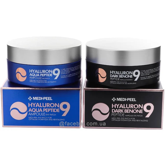 Патчи под глаза с пептидами и гиалуроновой кислотой против морщин MEDIPEEL Hyaluron Dark Benone Peptide 9 Ampoule Eye Patch, 60шт