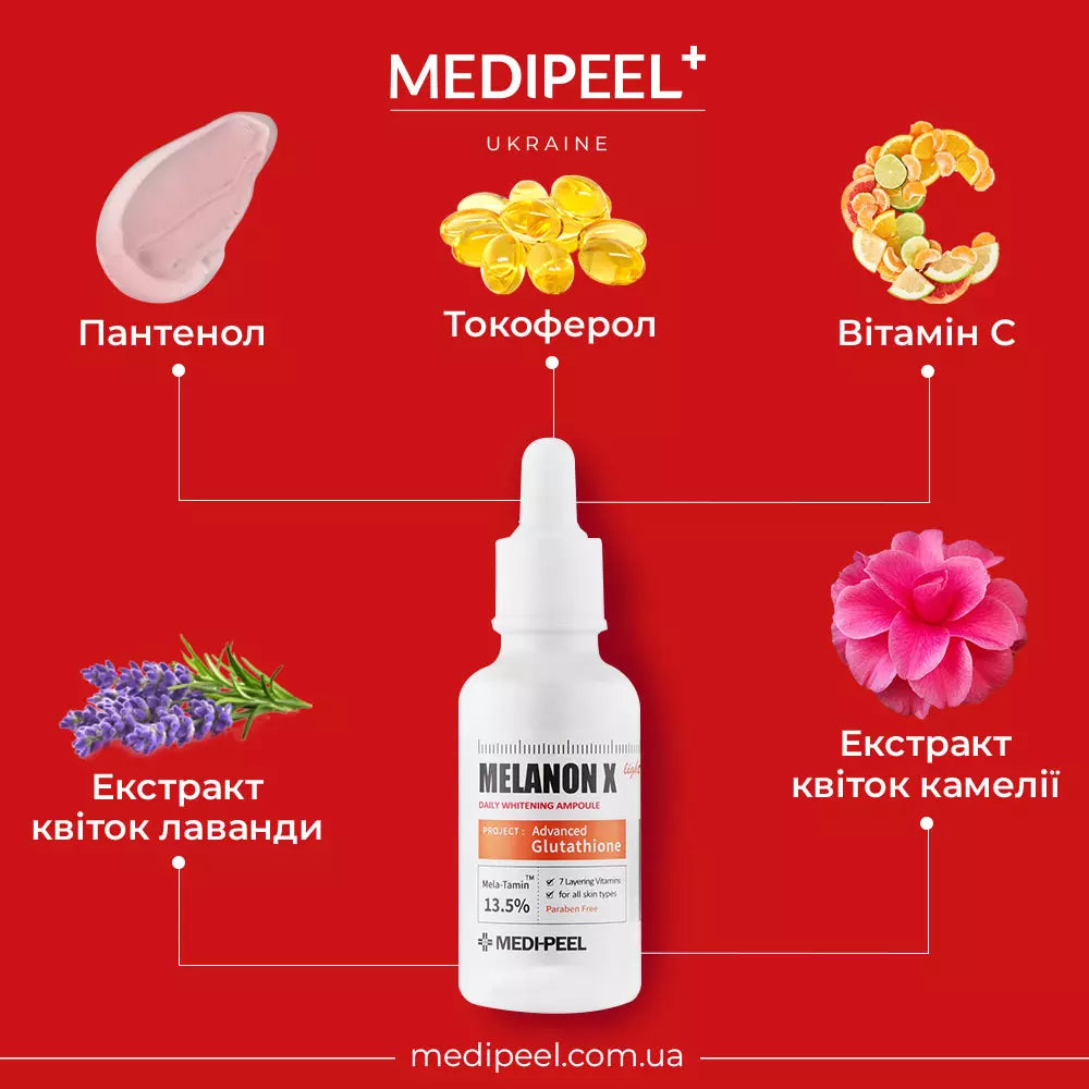 Легкая ампульная сыворотка для лица MEDIPEEL Melanon X Ampoule Light, 30 мл