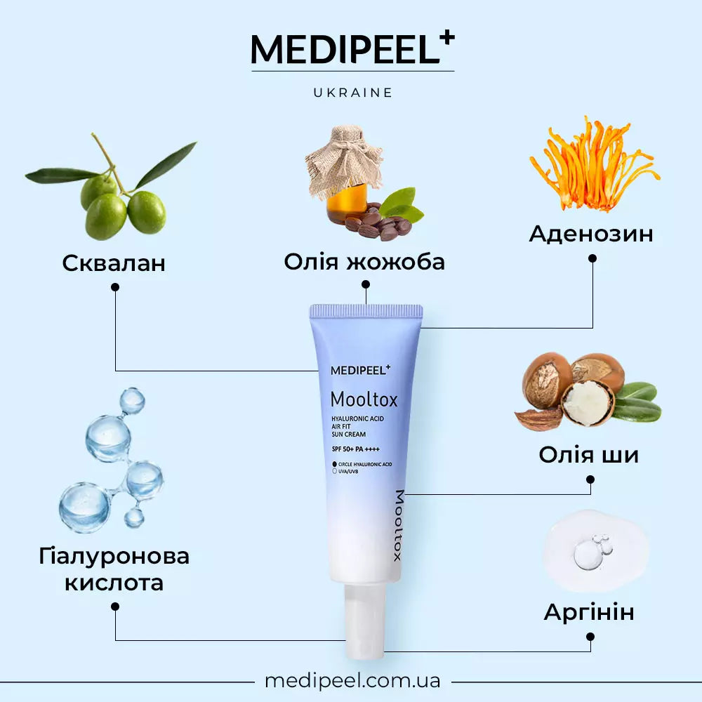 Солнцезащитный крем для лица MEDIPEEL Mooltox Hyaluronic Acid Air Fit Sun Cream, 50 г