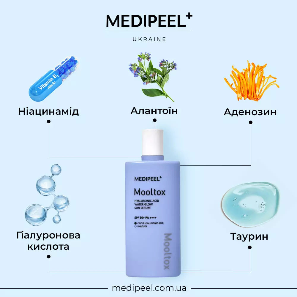 Солнцезащитная сыворотка для лица MEDIPEEL Mooltox Hyaluronic Acid Water Glow Sun Serum, 52 мл