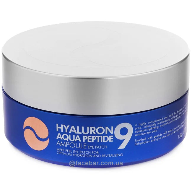 Патчи от кругов под глазами и морщин MEDIPEEL Peptide 9 Hyaluron Aqua Ampoule Eye Patch, 60 шт