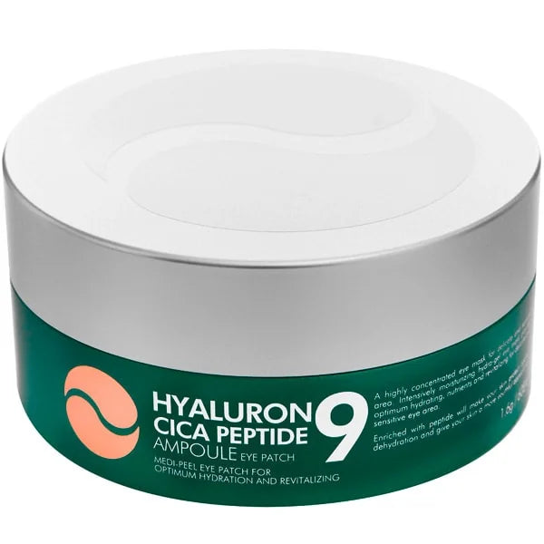 Натуральные патчи с центеллой MEDIPEEL Peptide 9 Hyaluron Cica Ampoule Eye Patch, 60 шт
