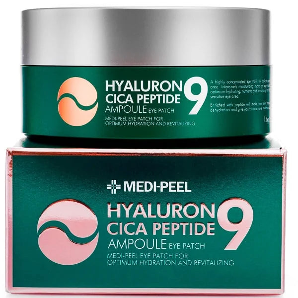 Натуральные патчи с центеллой MEDIPEEL Peptide 9 Hyaluron Cica Ampoule Eye Patch, 60 шт