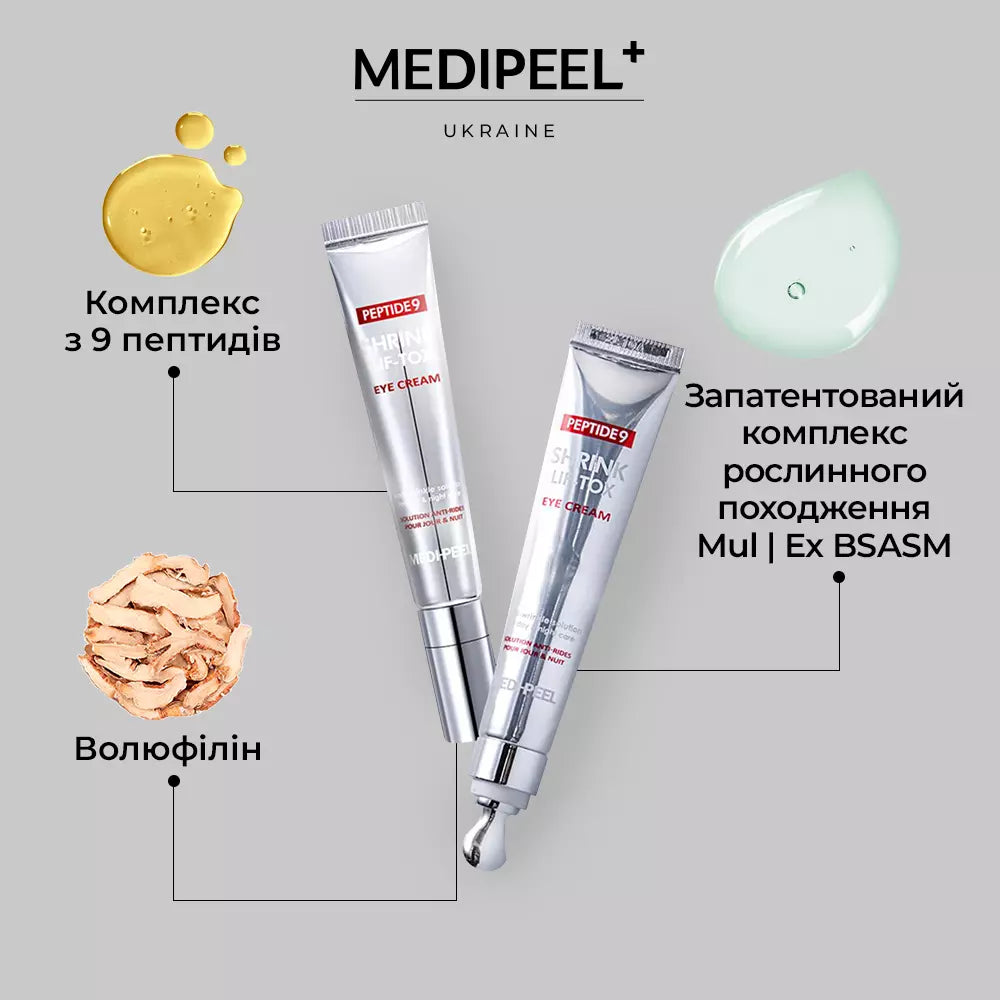 Интенсивный массажный крем для век с эффектом лифтинга MEDIPEEL Peptide 9 Shrink Lif-Tox Eye Cream, 20 мл