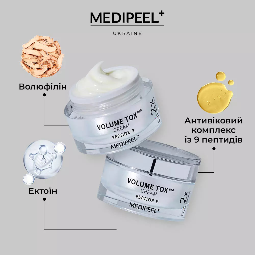 Омолаживающий крем для лица с пептидами и эктоином MEDIPEEL Peptide 9 Volume Tox Cream PRO, 50 мл