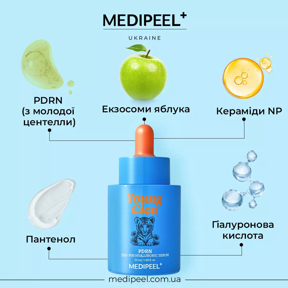 Ультраувлажняющая сыворотка с PDRN и гиалуроновой кислотой MEDIPEEL Young Cica PDRN Exo-Pin Hyaluronic Serum, 50 мл