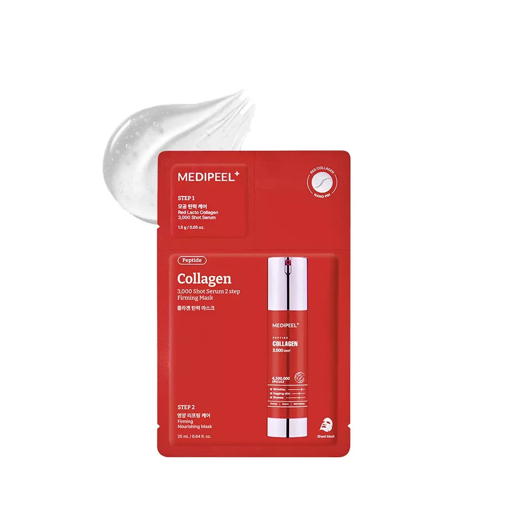 Двофазна маска з колагеном і мікроголками MEDIPEEL Red Lacto Collagen 3000 Shot Serum 2 Step Mask, 1.5г+25мл