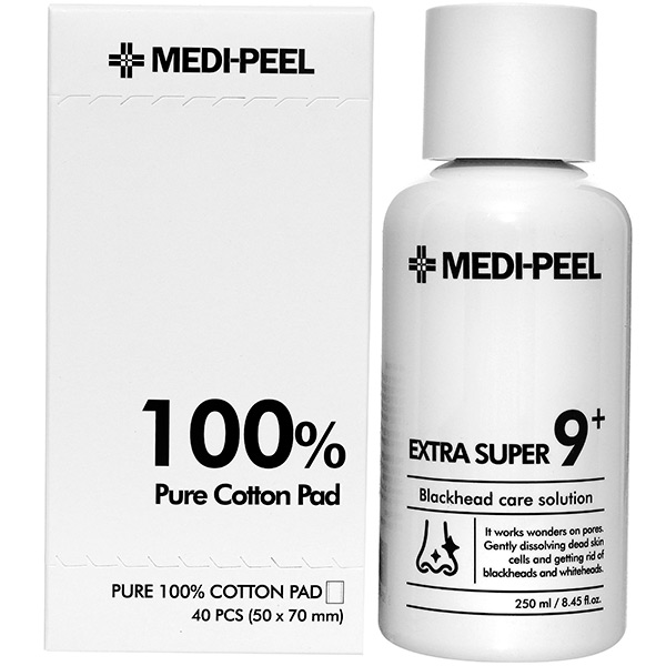 Меди пил. Очищающее средство для удаления чёрных точек Medi-Peel Extra super 9. Medi Peel средство для удаления чёрных точек Extra super 9 Blackhead Care solution 250мл+40 шт. Medi-Peel Extra super 9+ Cotton Pad. Medi-Peel - Extra super 9 Plus.